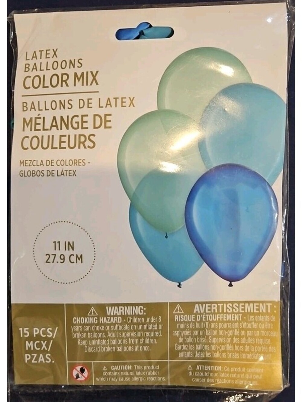 Aqua Blue 11-inch Latex Balloon Assortment 15 Per Pack Party Decorations